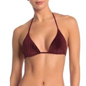 Onia Megan Textured Velvet Triangle Bikini Top